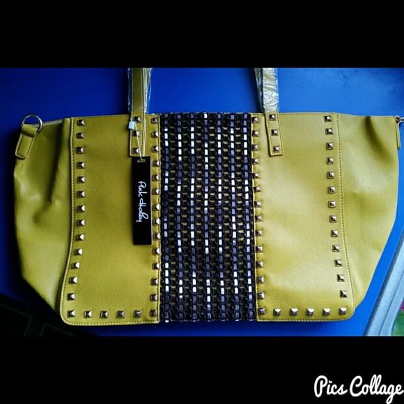 Studded Mustard Tote Bag - Picture 5 of 8
